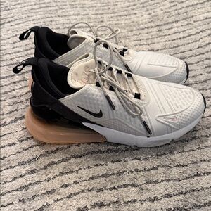 Nike Women's White and Black Sneakers with Tan Accents